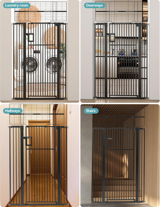 No Pawblems Upgraded 71" Extra Tall Pet Gate for Cat, 29-43" Auto Close Cat Gate | NO Drilling Pressure Mounted