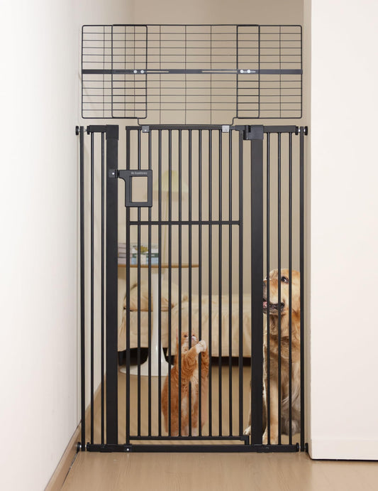 No Pawblems Upgraded 71" Extra Tall Pet Gate for Cat, 29-43" Auto Close Cat Gate | NO Drilling Pressure Mounted