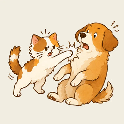 Cat_hitting_dog - Pawreto