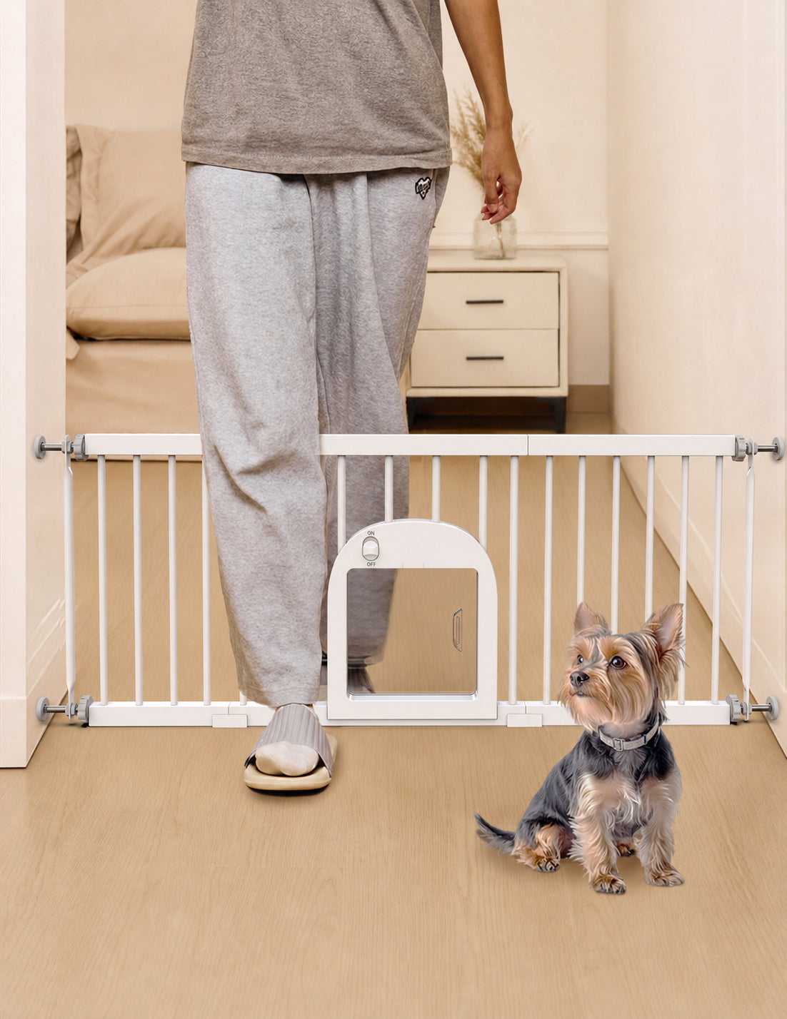 PawLite DM05 Small Dog Gate with Pet Door